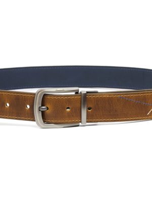 Cinturón de Cuero para Hombre San Polos CCJ037 - Miel y azul