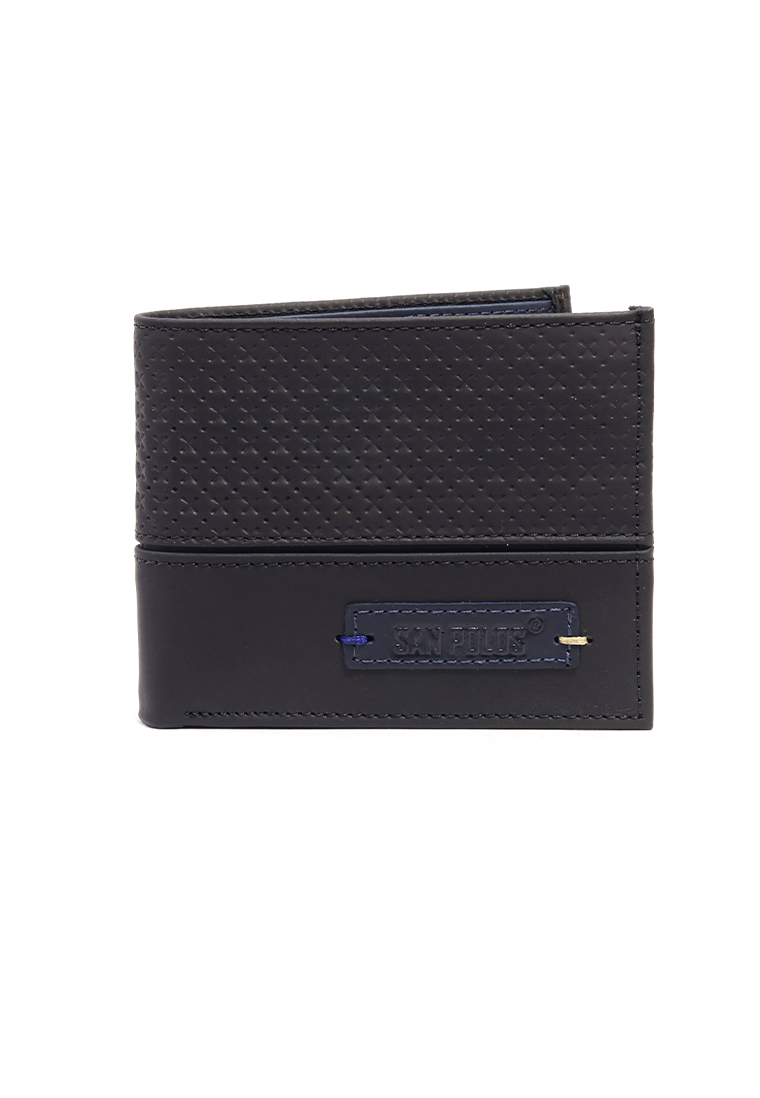 Billetera de Cuero para Hombre San Polos JB030 - Negro y azul