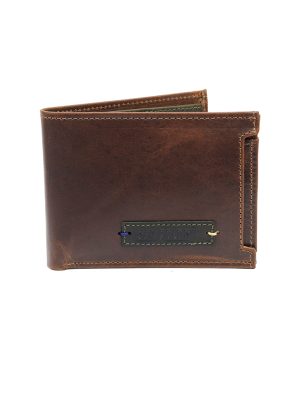 Billetera de Cuero para Hombre San Polos JB040 - Coñac y verde