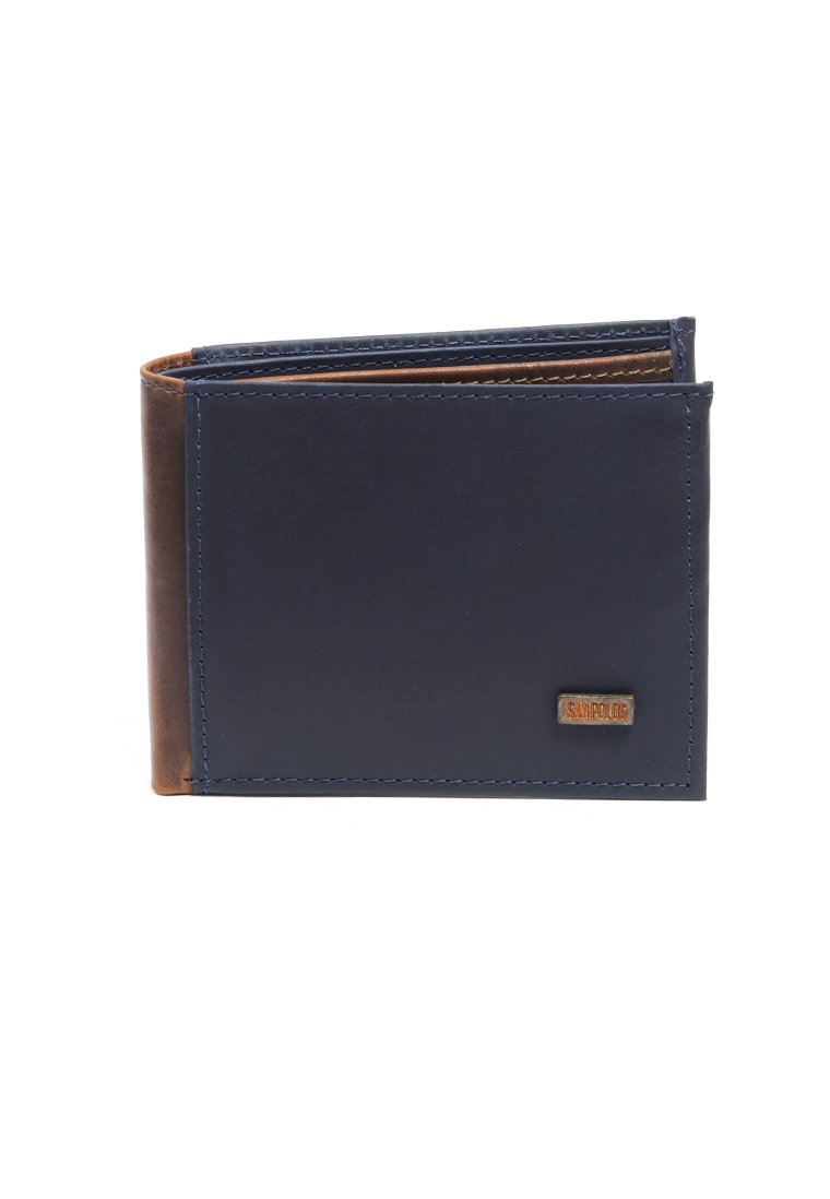 Billetera de Cuero para Hombre San Polos JB062 - Azul y coñac
