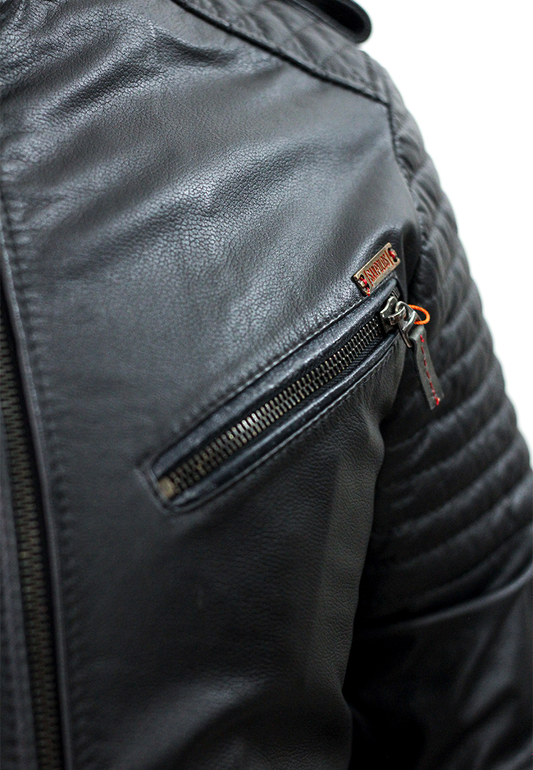 CHAQUETA SAN POLOS CUERO HOMBRE H-110R NEGRO - Imagen 2