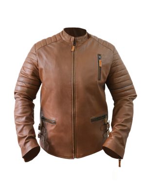 CHAQUETA SAN POLOS CUERO HOMBRE H-107 MIEL