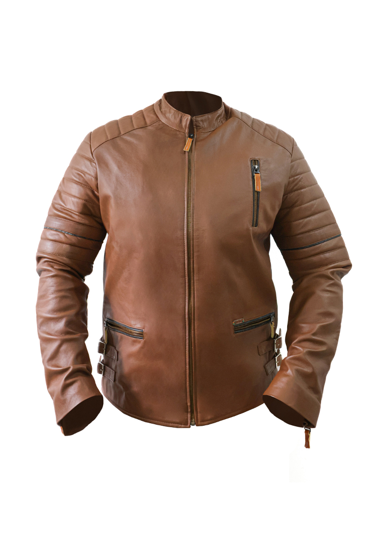 CHAQUETA SAN POLOS CUERO HOMBRE H-107 MIEL