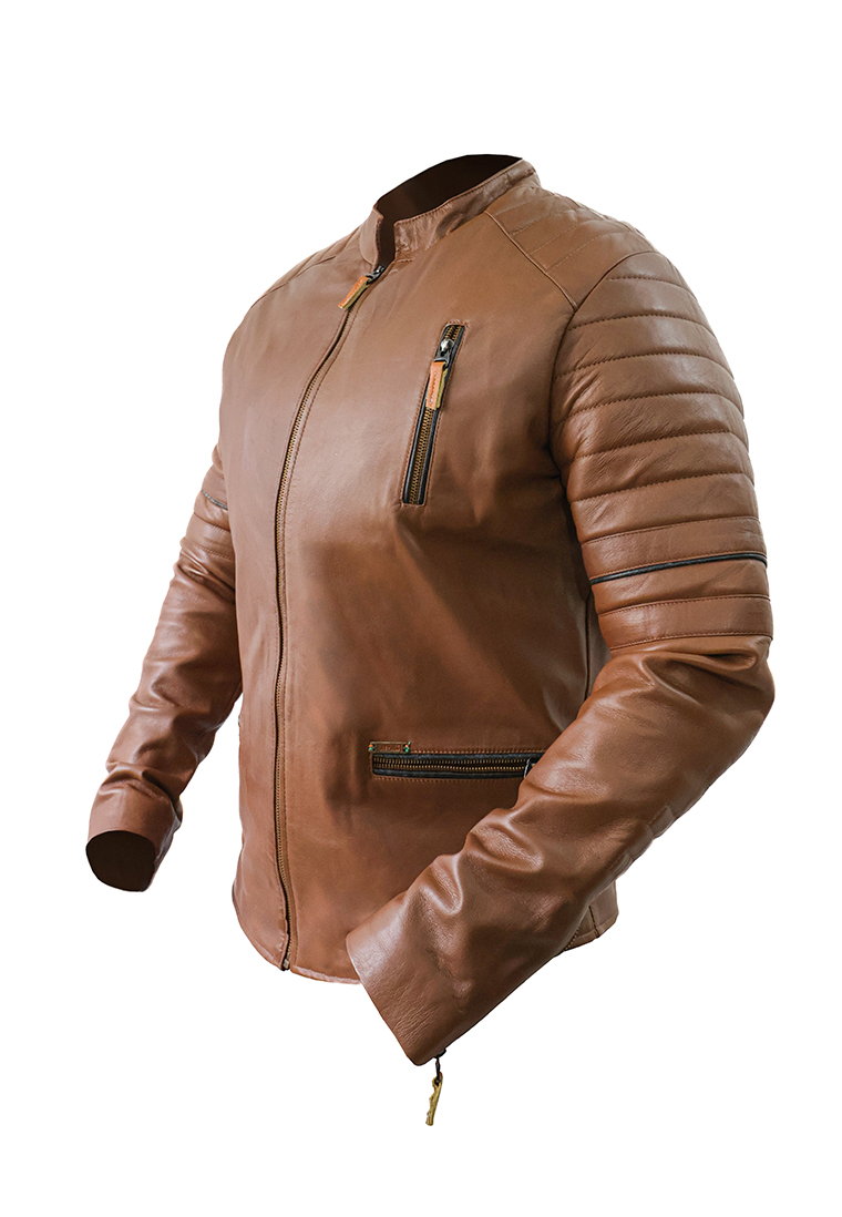 CHAQUETA SAN POLOS CUERO HOMBRE H-107 MIEL - Imagen 3