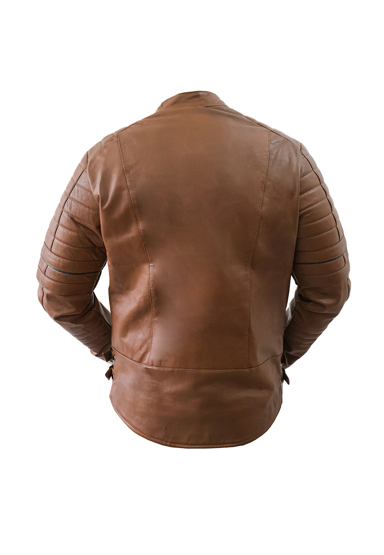 CHAQUETA SAN POLOS CUERO HOMBRE H-107 MIEL - Imagen 4