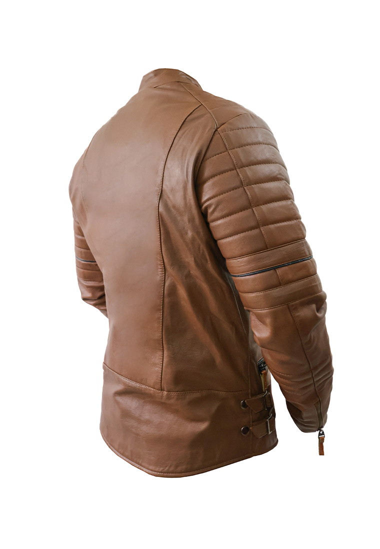 CHAQUETA SAN POLOS CUERO HOMBRE H-107 MIEL - Imagen 5
