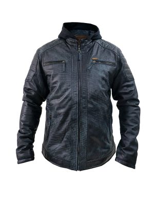 CHAQUETA SAN POLOS CUERO HOMBRE H-100 RÚSTICO AZUL