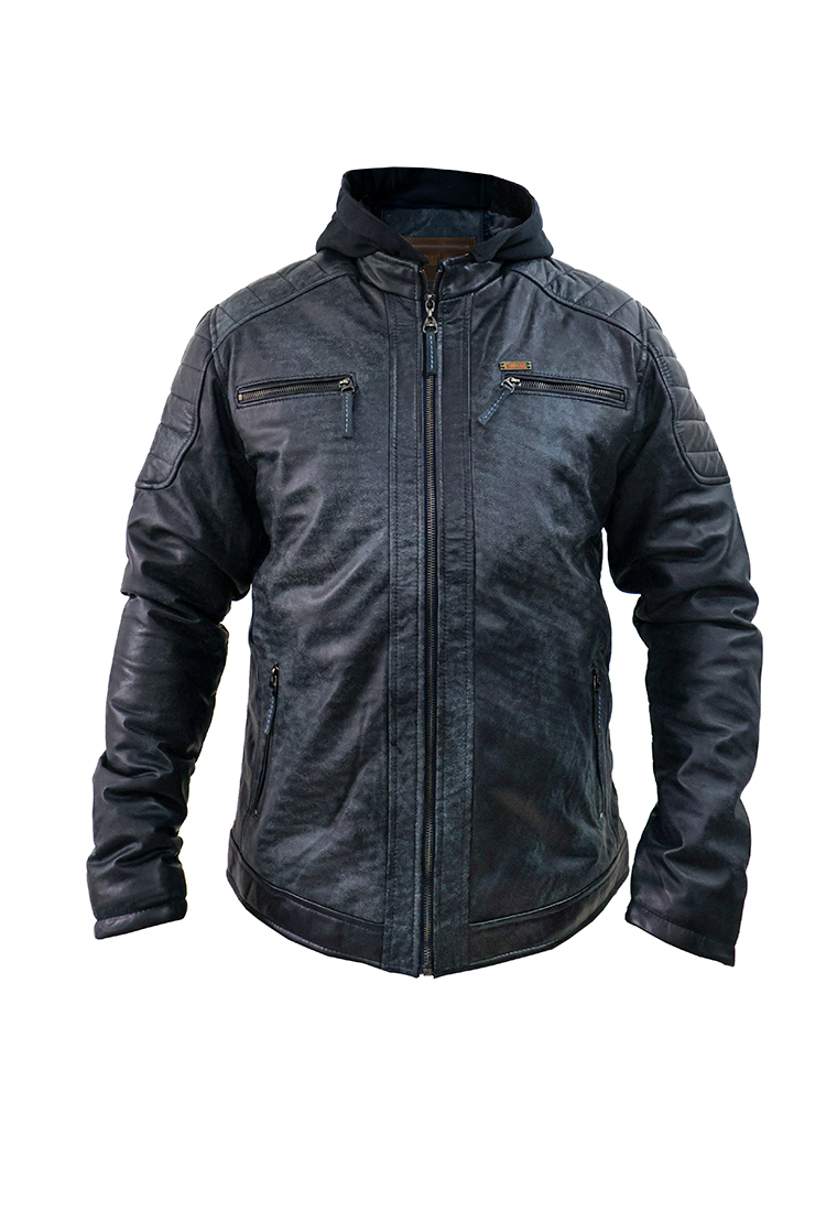 CHAQUETA SAN POLOS CUERO HOMBRE H-100 RÚSTICO AZUL