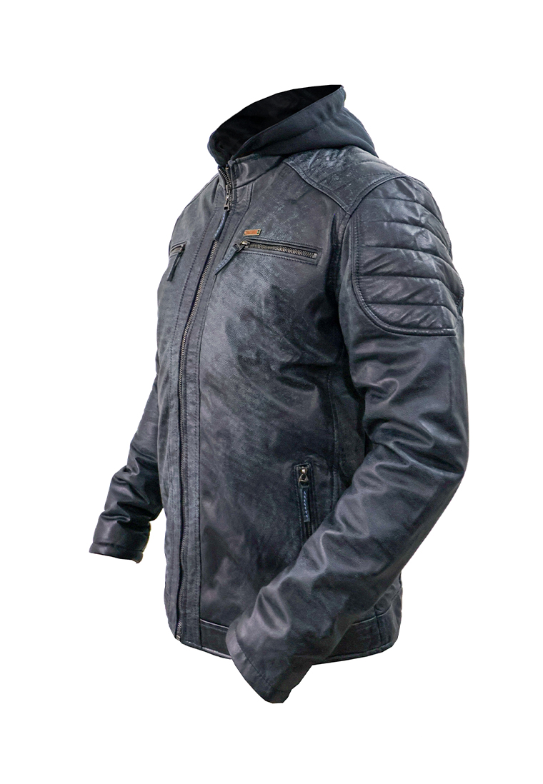 CHAQUETA SAN POLOS CUERO HOMBRE H-100 RÚSTICO AZUL - Imagen 3