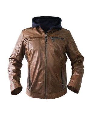 CHAQUETA SAN POLOS CUERO HOMBRE H-103 CAFÉ