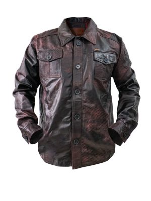 CHAQUETA SAN POLOS CUERO HOMBRE H-2025 VINOTINTO