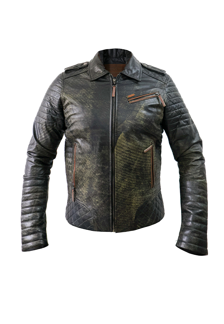 CHAQUETA SAN POLOS CUERO HOMBRE H-110A VERDE