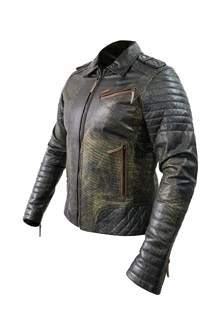 CHAQUETA SAN POLOS CUERO HOMBRE H-110A VERDE - Imagen 3